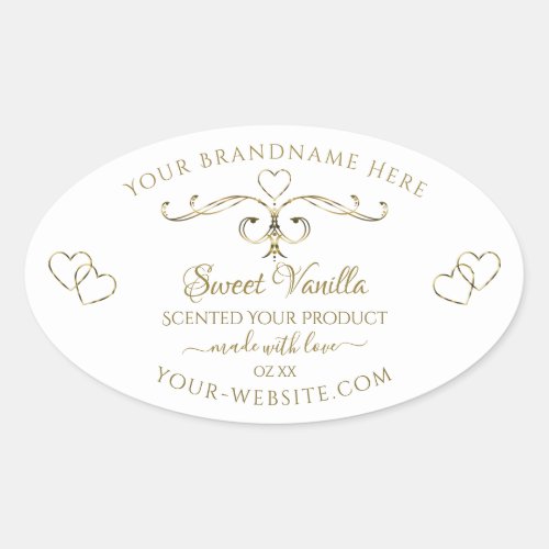 Elegant Gold Ornate Hearts on White Product Labels