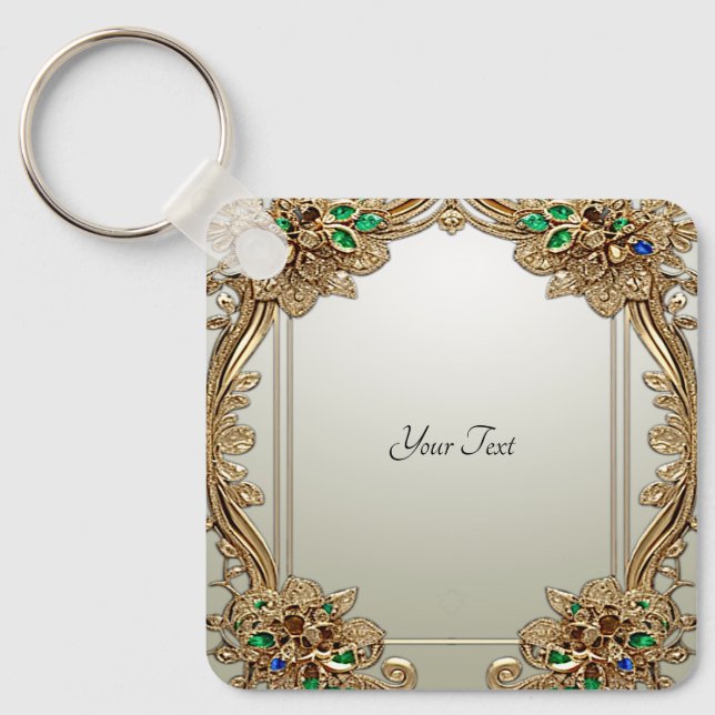 Elegant Gold Ornate Keychain (Front)