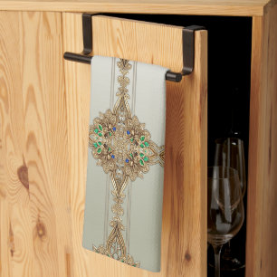 Elegant Gold Ornate Kitchen Towels