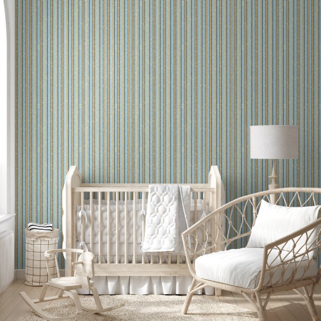 Elegant Gold Ornate Lace Ribbons on Blue Wallpaper (Kids)