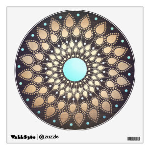 Elegant Gold Ornate Lotus Flower Wall Decal