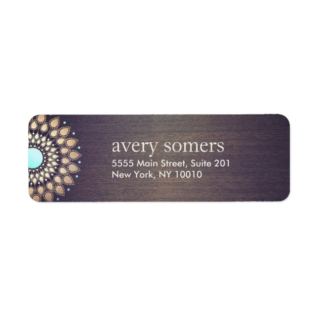 Elegant Gold Ornate Lotus Mandala Wood Label (Front)