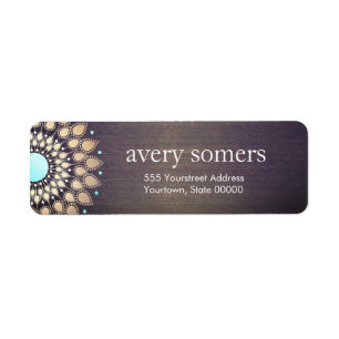 Elegant Gold Ornate Lotus Mandala Wood Look Label