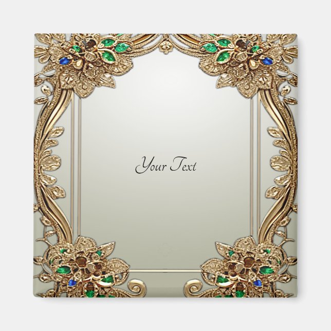 Elegant Gold Ornate Magnet (Front)
