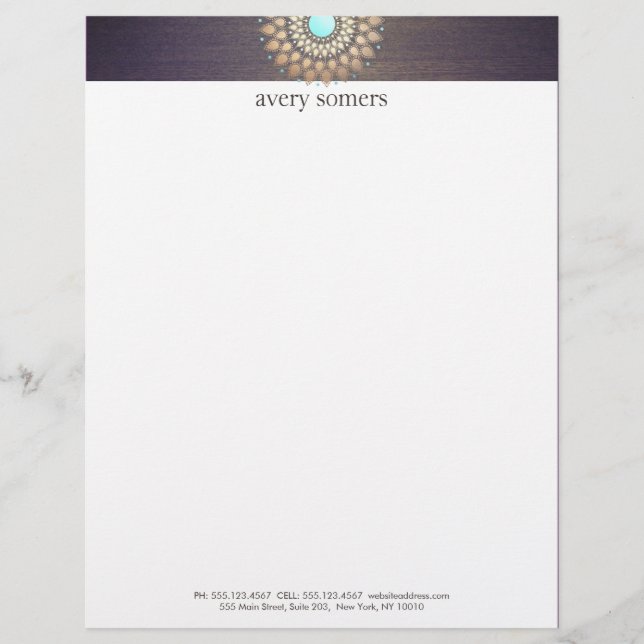 Elegant Gold Ornate Motif Purple Letterhead (Front)