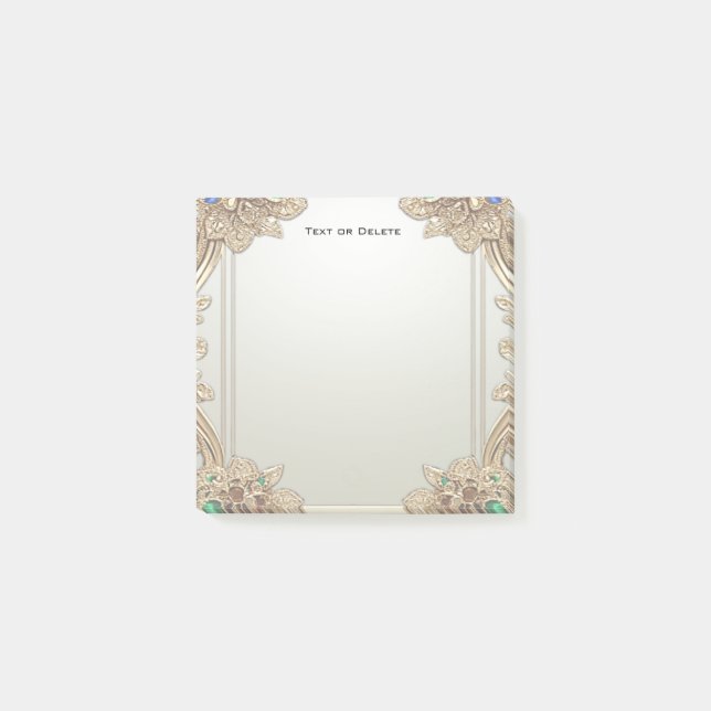 Elegant Gold Ornate Post it Notes (Front)