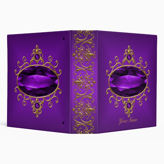 Elegant Gold Ornate Purple Jewel Binder (Background)