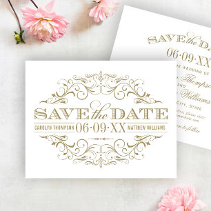 Elegant Gold Ornate Scrollwork Wedding Save The Date