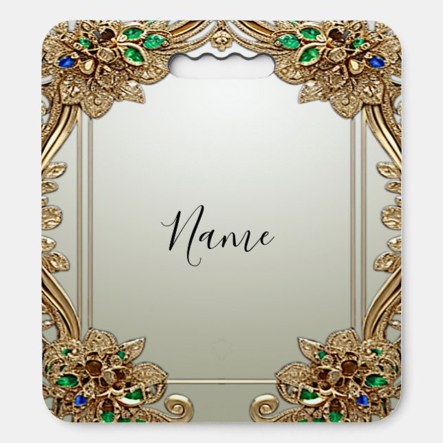 Elegant Gold Ornate Stadium Seat Cushion (Front Vertical)