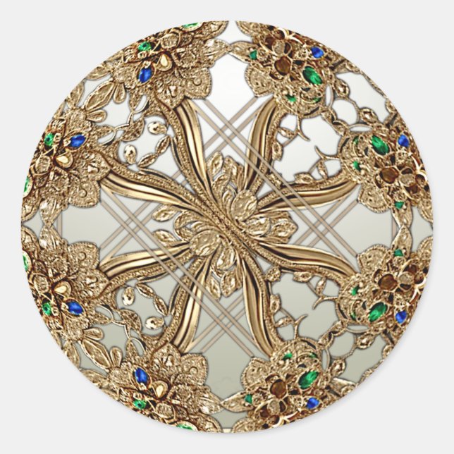 Elegant Gold Ornate Sticker (Front)