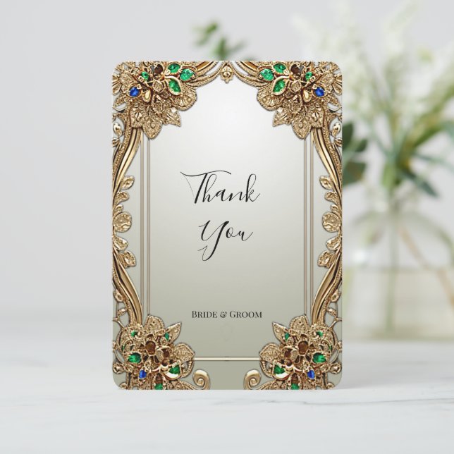 Elegant Gold Ornate Thank You Card (Standing Front)