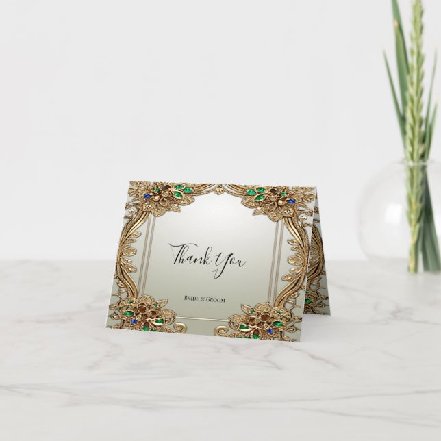 Elegant Gold Ornate Thank You Card (Front)