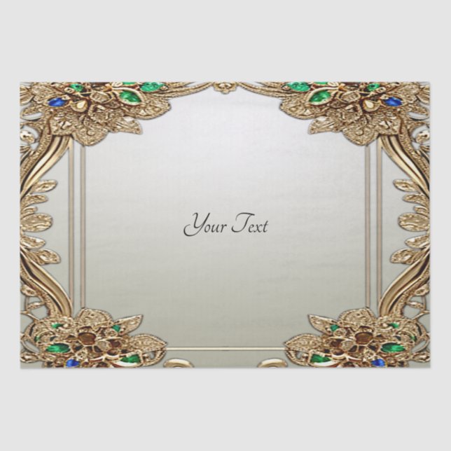 Elegant Gold Ornate Tissue Paper (Front)