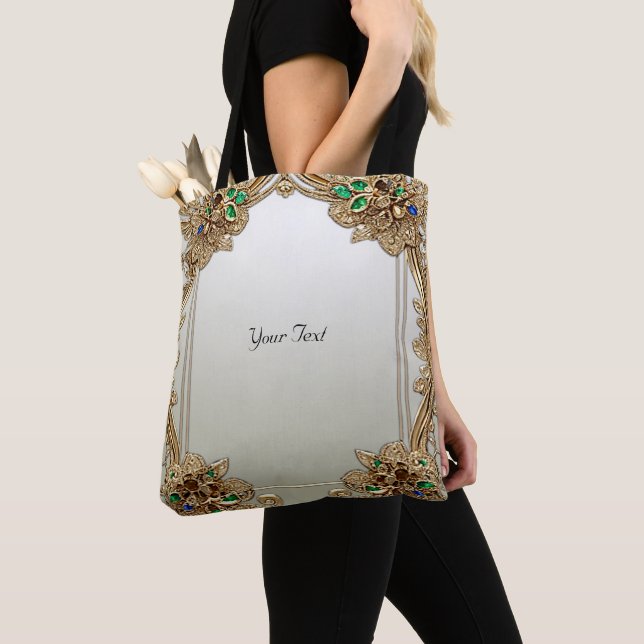 Elegant Gold Ornate Tote Bag (Close Up)