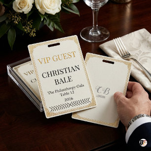 Elegant Gold Ornate VIP Guest Gala Event Lanyard Badge