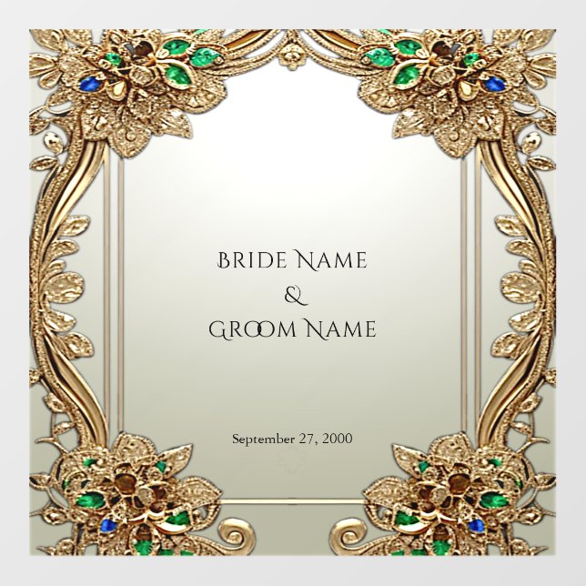 Elegant Gold Ornate Wedding Floor Decal (Front)