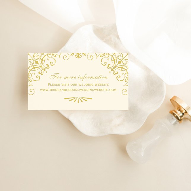 Elegant Gold Ornate Wedding Website Enclosure Card (Creator Uploaded)