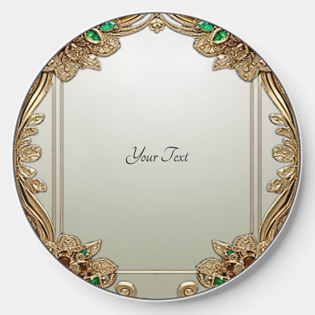 Elegant Gold Ornate Wireless Charger (Front)