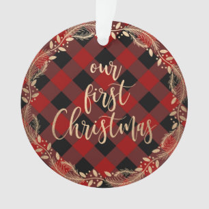 Elegant gold our first Christmas as Mr & Mrs photo Ornament