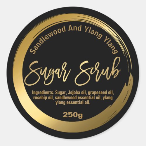 Elegant Gold Painted Black Sugar Scrub Labels