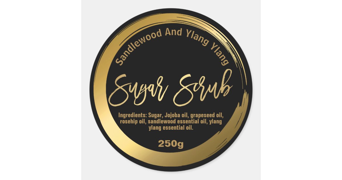 Elegant Gold Painted Black Sugar Scrub Labels | Zazzle.com