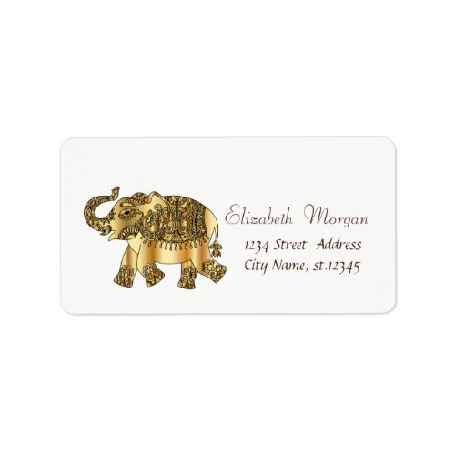 Elegant Gold Paisley Floral Elephant Label