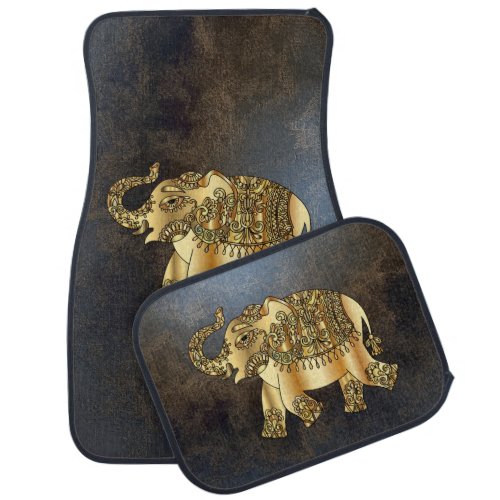 Elegant Gold Paisley Floral ElephantLeather Look Car Floor Mat
