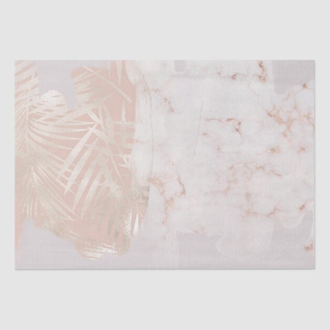 Elegant Gold Palm Leaf Marble Gift  Tissue Paper (Front)