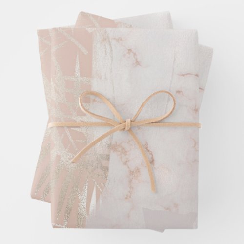 Elegant Gold Palm Leaf Marble Gift Wrapping Paper Sheets