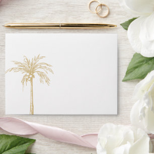 Elegant Gold Palm Tree Modern Wedding Envelope