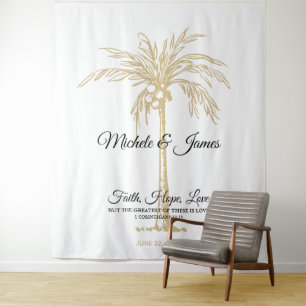 Elegant Gold Palm Tree Tropical Wedding Backdrop