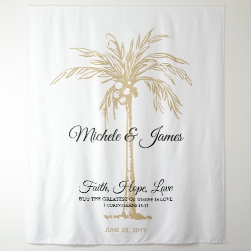 Elegant Gold Palm Tree Tropical Wedding Backdrop