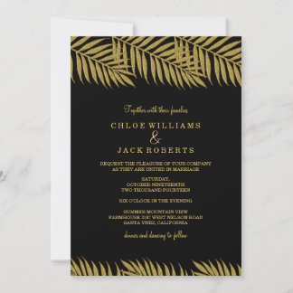 Elegant Gold Palm Tree Tropical Wedding Invitation