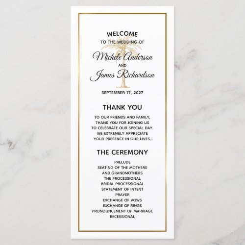 Elegant Gold Palm Tree Tropical Wedding Program