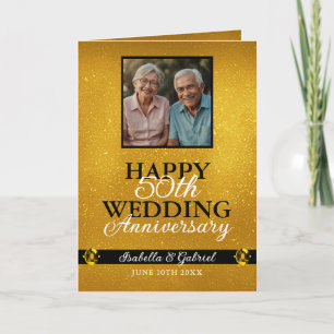 Elegant Gold Parents Photo 50th Anniversary Card