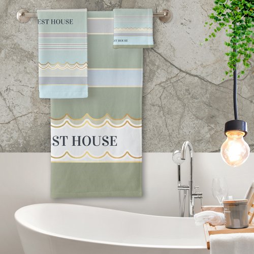 Elegant Gold Pastel Beach House Bath Towel Set