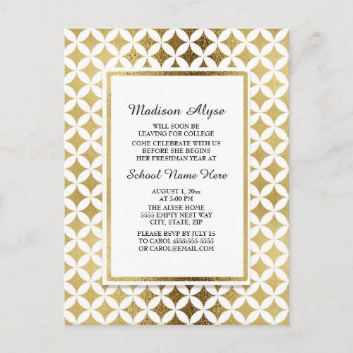 Elegant Gold Pattern   Floral Trunk Party  Card