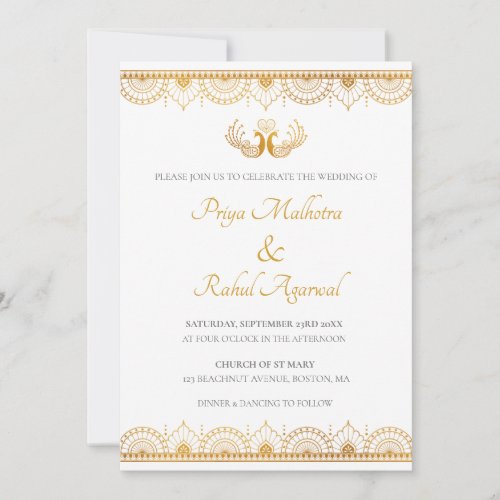 Elegant Gold Pattern Indian Wedding Invitation