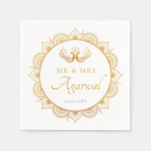 Elegant Gold Pattern Indian Wedding Napkins