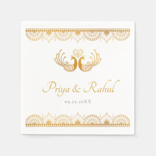 Elegant Gold Pattern Indian Wedding Napkins