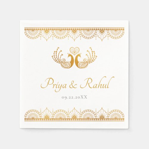 Elegant Gold Pattern Indian Wedding Napkins