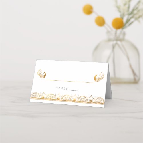 Elegant Gold Pattern Indian Wedding Place Card