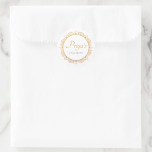 Elegant Gold Pattern Indian Wedding Snack Label