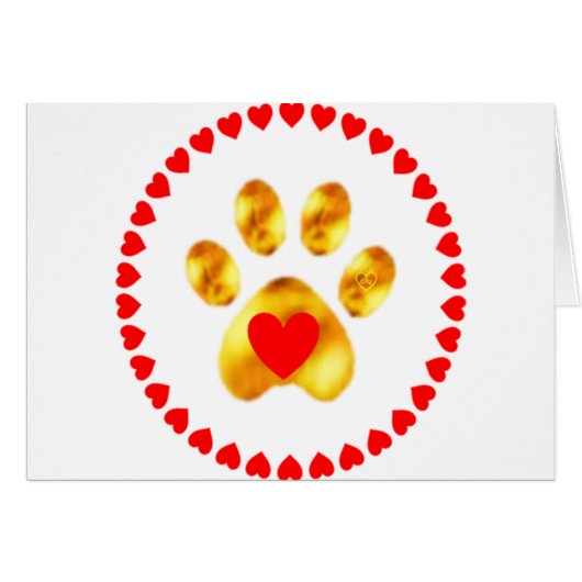 Elegant gold paw with hearts cards (Front Horizontal)