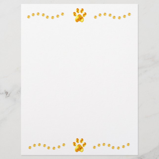 Elegant Gold Paws Paper Sheets (Front)