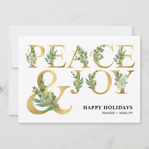 Elegant Gold Peace and Joy Business Logo Corporate Holiday Card
