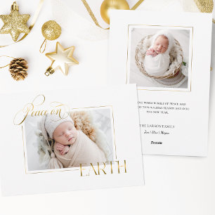 Elegant Gold Peace on Earth Photo Holiday Card
