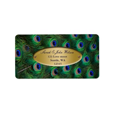 elegant gold peacock address label