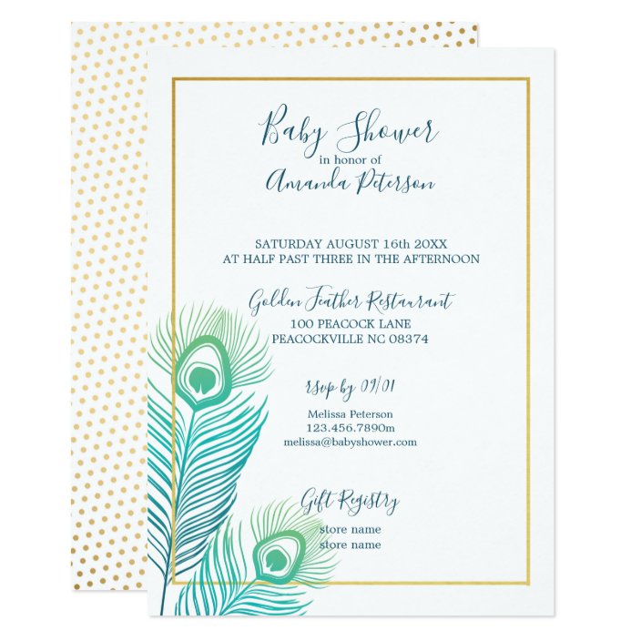 peacock baby shower invitations