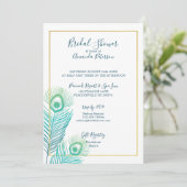 Elegant Gold Peacock Bridal Shower Invitations (Standing Front)